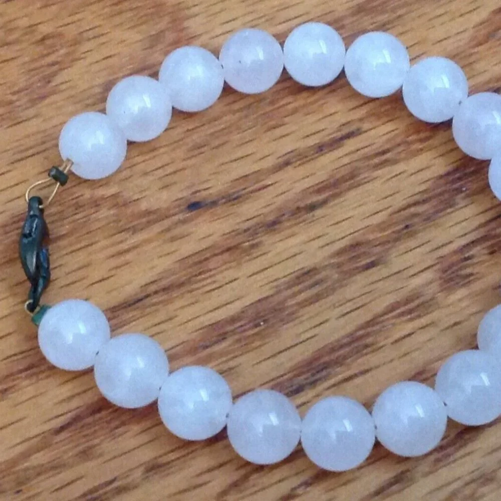 VINTAGE 90s PINK QUARTZ BEADED BRACELET SIZE 7-1/4